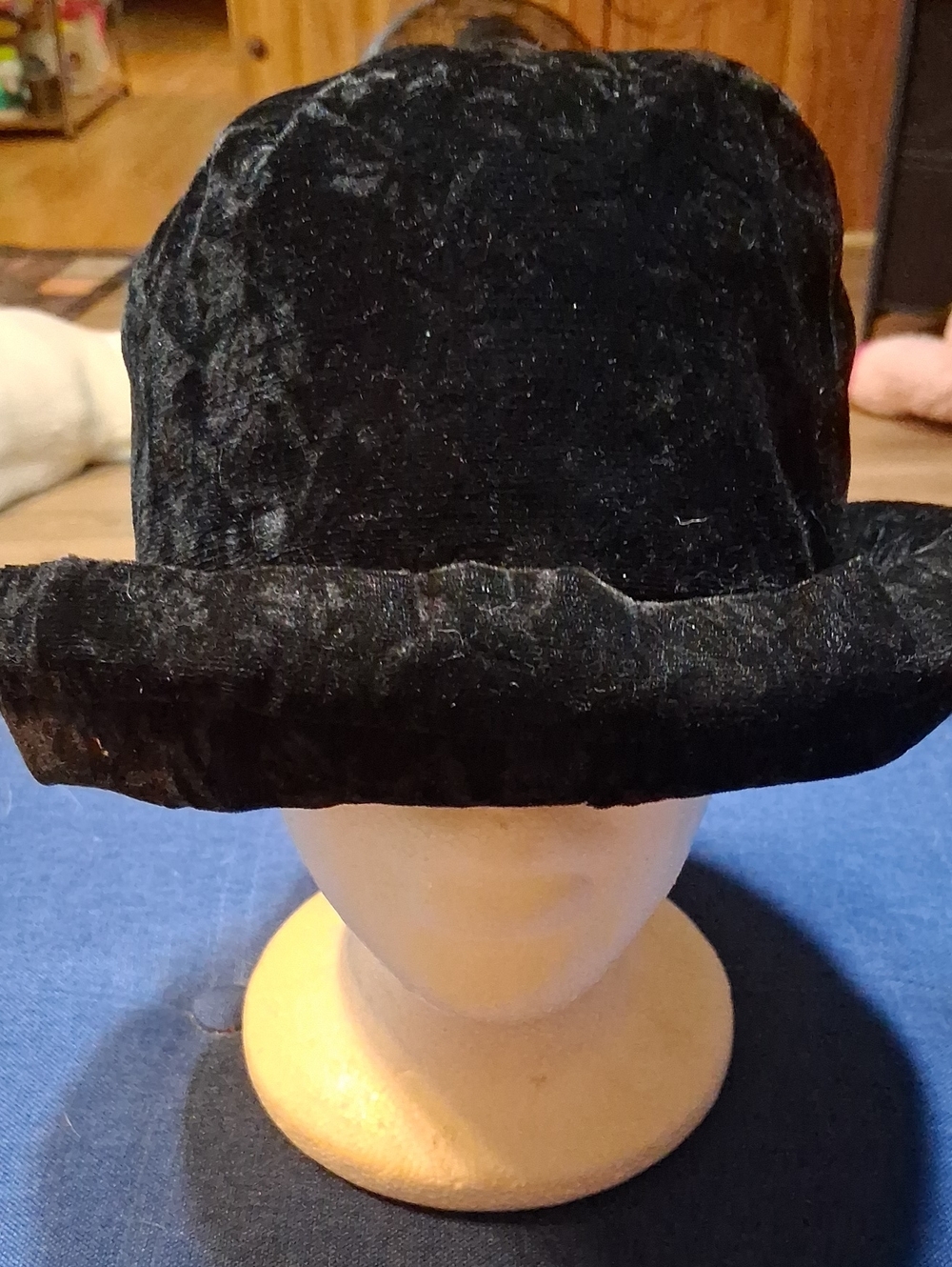 Black Crushed Velvet Women's Bucket Hat